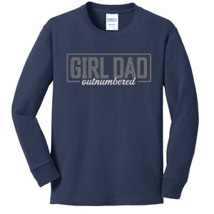 Girl Dad Shirt For Men Father's Day Outnumbered Girl Dad Kids Long Sleeve Shirt