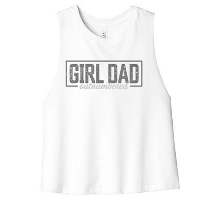 Girl Dad Shirt For Men Father's Day Outnumbered Girl Dad Women's Racerback Cropped Tank