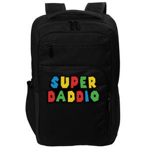 Gamer Dad Super Daddio Fathers Day Funny Gift Impact Tech Backpack