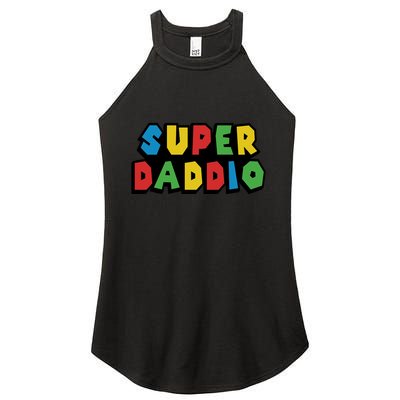 Gamer Dad Super Daddio Fathers Day Funny Gift Women's Perfect Tri Rocker Tank