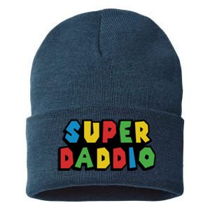 Gamer Dad Super Daddio Fathers Day Funny Gift Sustainable Knit Beanie