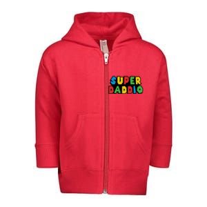 Gamer Dad Super Daddio Fathers Day Funny Gift Toddler Zip Fleece Hoodie