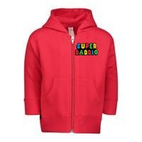 Gamer Dad Super Daddio Fathers Day Funny Gift Toddler Zip Fleece Hoodie