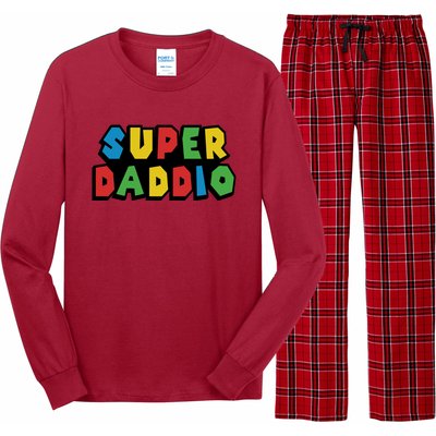 Gamer Dad Super Daddio Fathers Day Funny Gift Long Sleeve Pajama Set