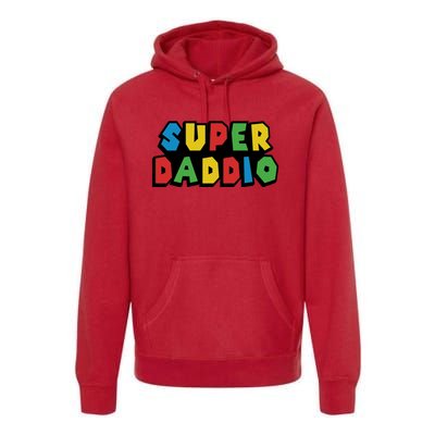 Gamer Dad Super Daddio Fathers Day Funny Gift Premium Hoodie