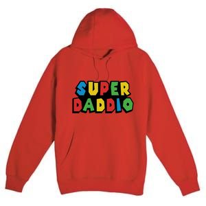 Gamer Dad Super Daddio Fathers Day Funny Gift Premium Pullover Hoodie