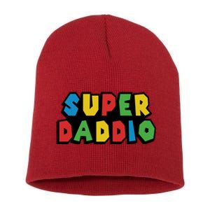 Gamer Dad Super Daddio Fathers Day Funny Gift Short Acrylic Beanie