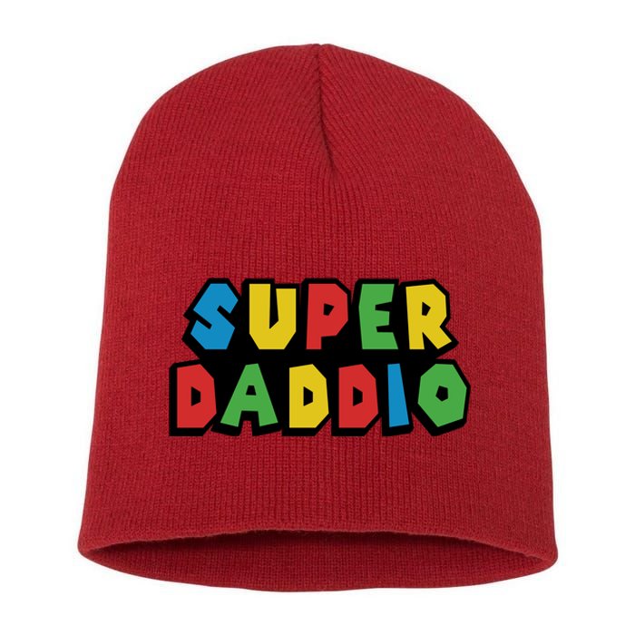 Gamer Dad Super Daddio Fathers Day Funny Gift Short Acrylic Beanie