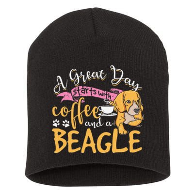 Great Day Starts With Coffee and a Beagle Short Acrylic Beanie