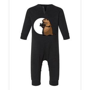 Groundhog Day Shadow Puppet Funny Gift Infant Fleece One Piece