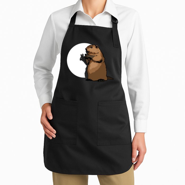 Groundhog Day Shadow Puppet Funny Gift Apron