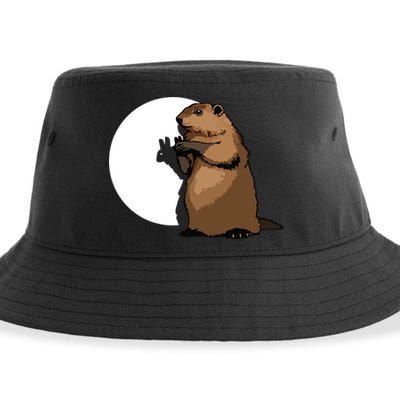 Groundhog Day Shadow Puppet Funny Gift Sustainable Bucket Hat