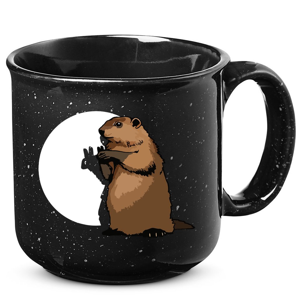 Groundhog Day Shadow Puppet Funny Gift 15oz Campfire Ceramic Mug