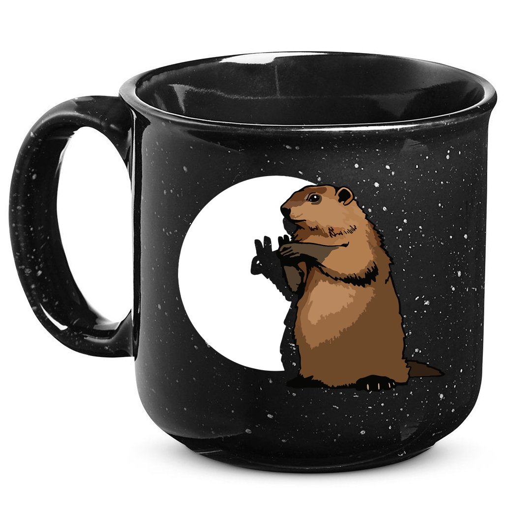 Groundhog Day Shadow Puppet Funny Gift 15oz Campfire Ceramic Mug