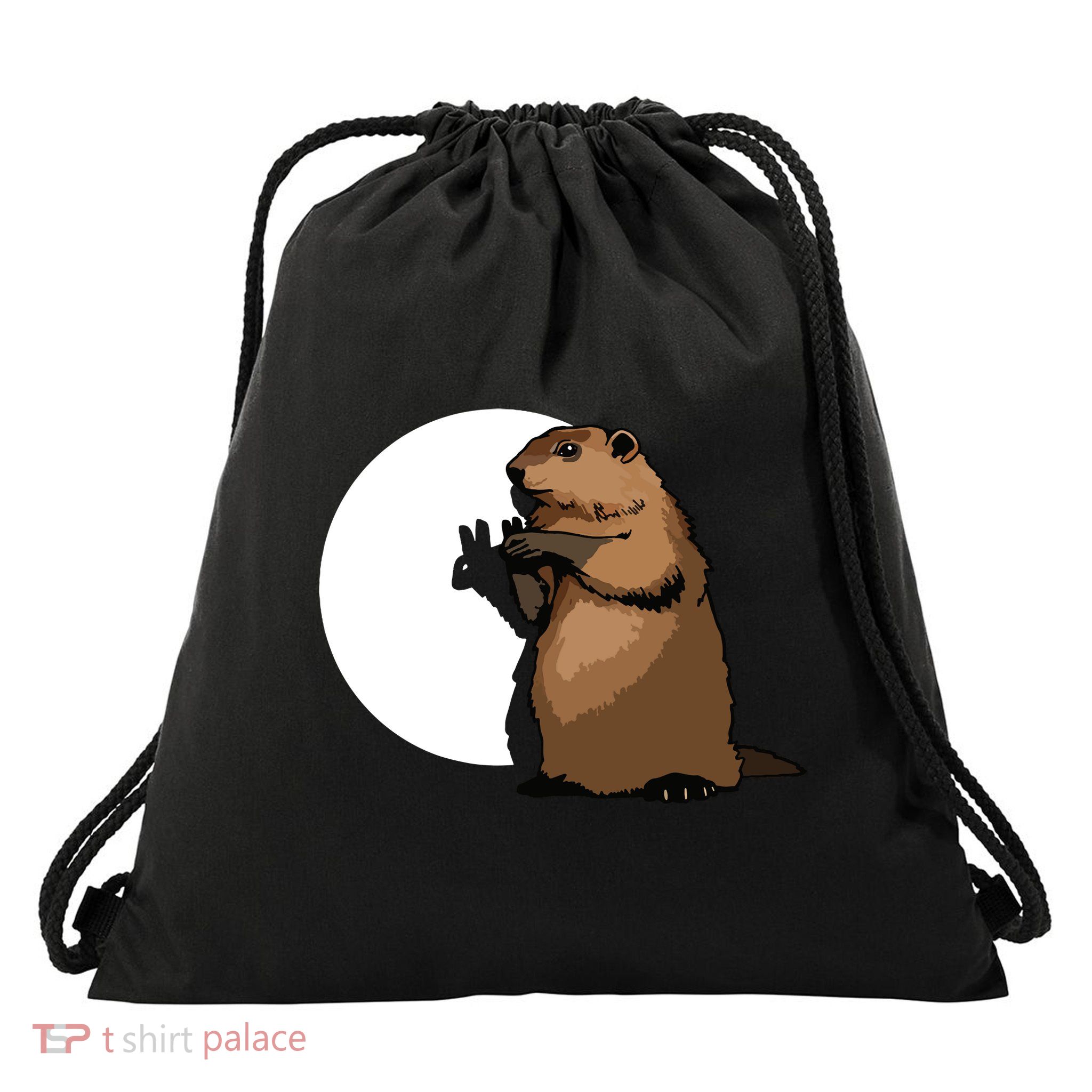 Groundhog Day Shadow Puppet Funny Gift Drawstring Bag