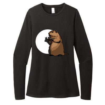 Groundhog Day Shadow Puppet Funny Gift Womens CVC Long Sleeve Shirt