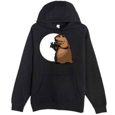 Groundhog Day Shadow Puppet Funny Gift Premium Pullover Hoodie