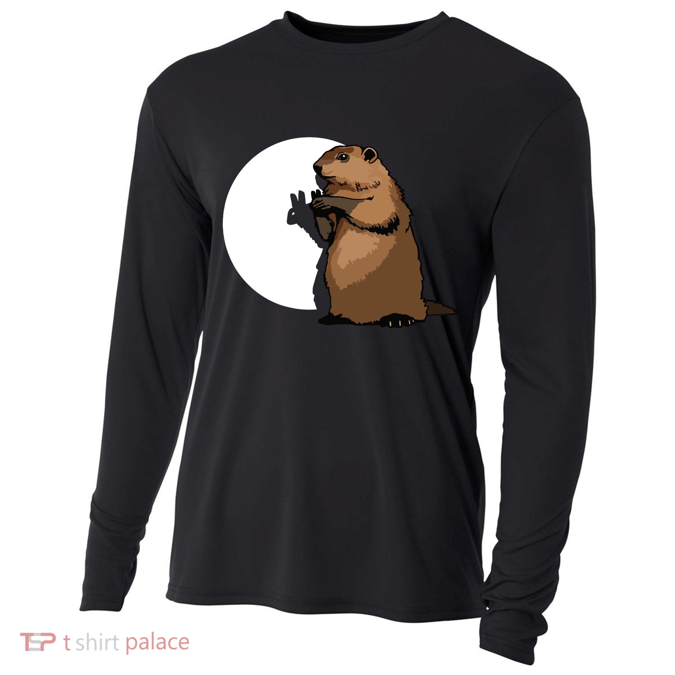 Groundhog Day Shadow Puppet Funny Gift Cooling Performance Long Sleeve Crew