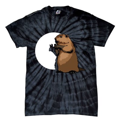 Groundhog Day Shadow Puppet Funny Gift Tie-Dye T-Shirt