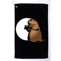 Groundhog Day Shadow Puppet Funny Gift Golf Towel