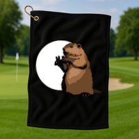 Groundhog Day Shadow Puppet Funny Gift Golf Towel