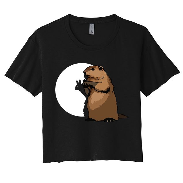 Groundhog Day Shadow Puppet Funny Gift Crop Top