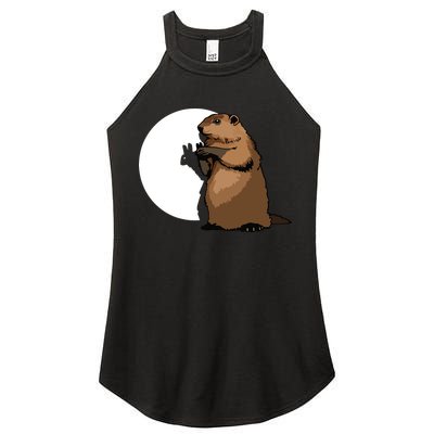 Groundhog Day Shadow Puppet Funny Gift Women's Perfect Tri Rocker Tank