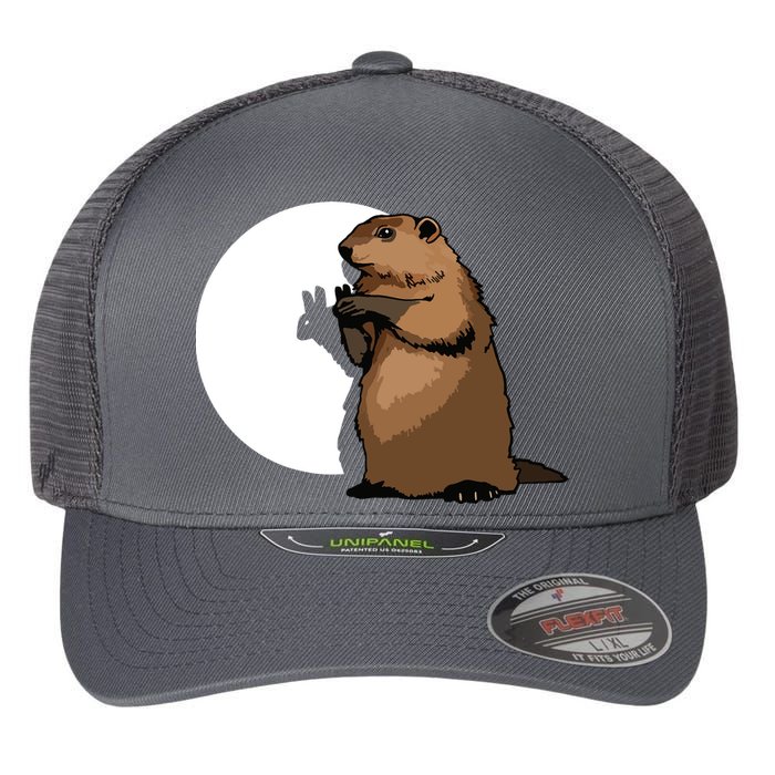 Groundhog Day Shadow Puppet Funny Gift Flexfit Unipanel Trucker Cap