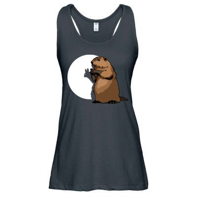 Groundhog Day Shadow Puppet Funny Gift Ladies Essential Flowy Tank