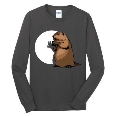 Groundhog Day Shadow Puppet Funny Gift Tall Long Sleeve T-Shirt
