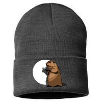 Groundhog Day Shadow Puppet Funny Gift Sustainable Knit Beanie