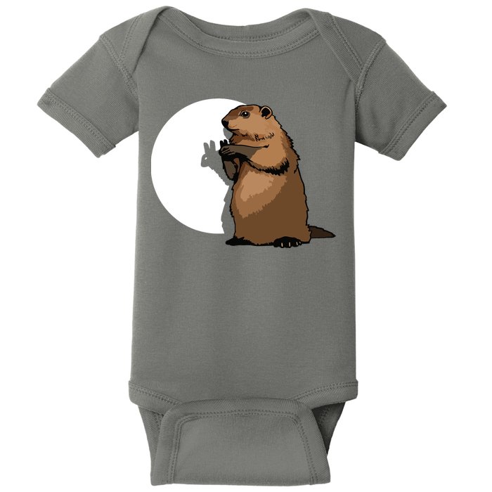 Groundhog Day Shadow Puppet Funny Gift Baby Bodysuit