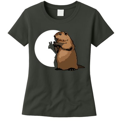 Groundhog Day Shadow Puppet Funny Gift Womens T-Shirt