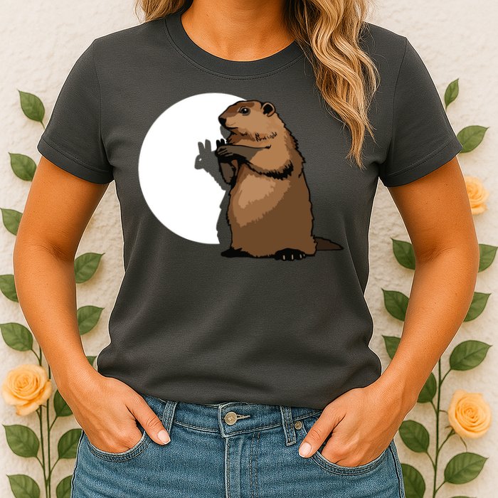 Groundhog Day Shadow Puppet Funny Gift Womens T-Shirt