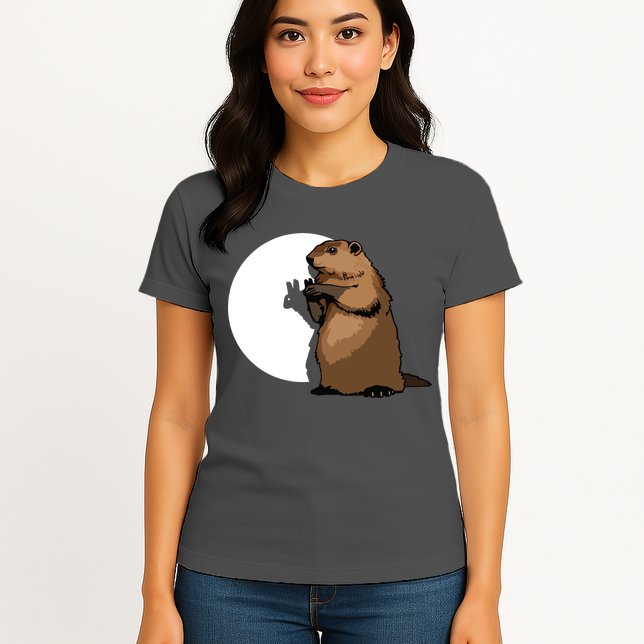 Groundhog Day Shadow Puppet Funny Gift Womens T-Shirt