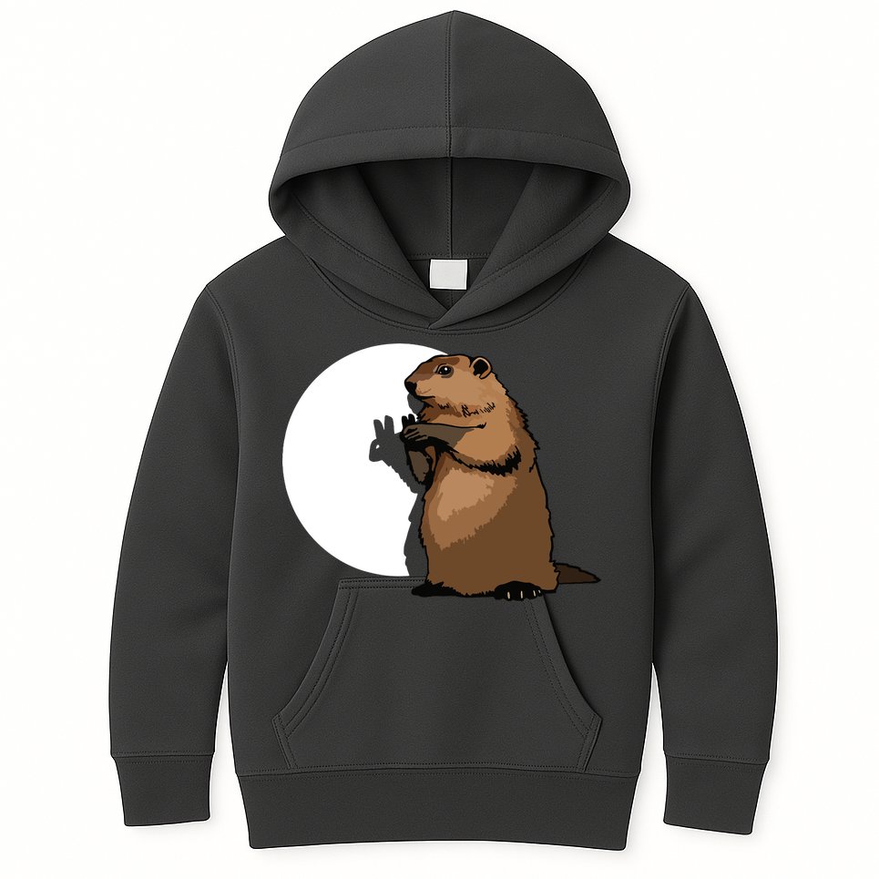 Groundhog Day Shadow Puppet Funny Gift Kids Hoodie