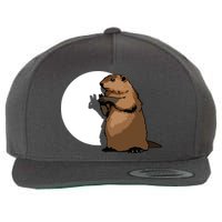 Groundhog Day Shadow Puppet Funny Gift Wool Snapback Cap