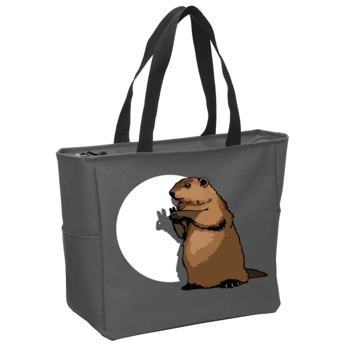 Groundhog Day Shadow Puppet Funny Gift Zip Tote Bag