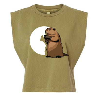 Groundhog Day Shadow Puppet Funny Gift Garment-Dyed Women's Muscle Tee