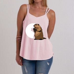 Groundhog Day Shadow Puppet Funny Gift Women's Strappy Tank