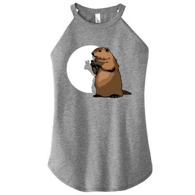 Groundhog Day Shadow Puppet Funny Gift Women’s Perfect Tri Rocker Tank