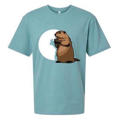 Groundhog Day Shadow Puppet Funny Gift Sueded Cloud Jersey T-Shirt