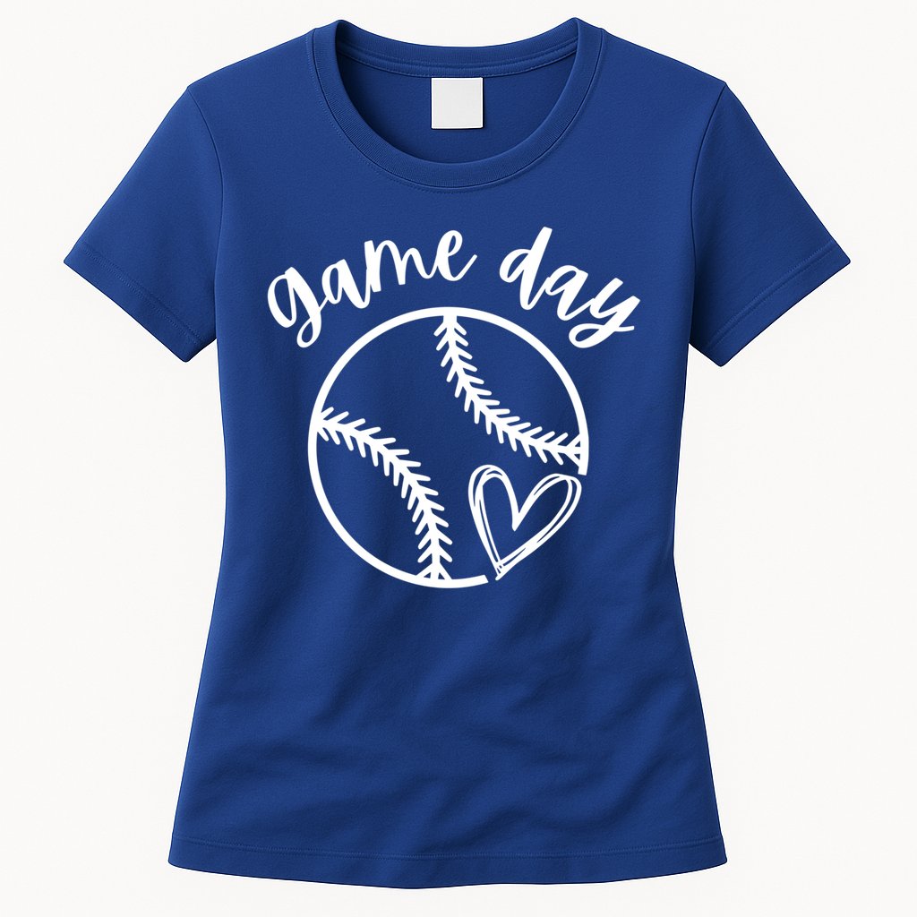 Game Day Softball Heart Love S Or Baseball Great Gift Womens T-Shirt