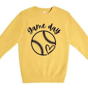 Game Day Softball Heart Love S Or Baseball Gift Premium Crewneck Sweatshirt