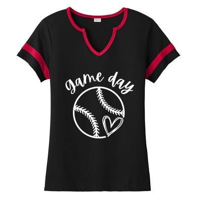 Game Day Softball Heart Love S Or Baseball Gift Ladies Halftime Notch Neck Tee