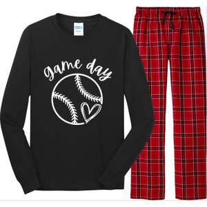 Game Day Softball Heart Love S Or Baseball Gift Long Sleeve Pajama Set