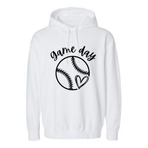 Game Day Softball Heart Love S Or Baseball Gift Garment-Dyed Fleece Hoodie