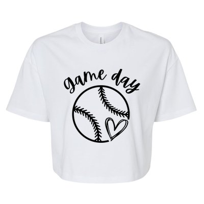 Game Day Softball Heart Love S Or Baseball Gift Bella+Canvas Jersey Crop Tee