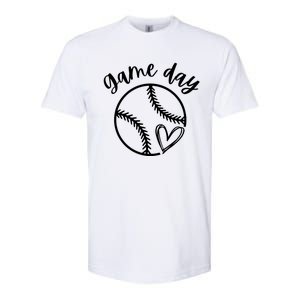 Game Day Softball Heart Love S Or Baseball Gift Softstyle CVC T-Shirt