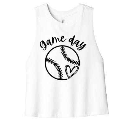 Game Day Softball Heart Love S Or Baseball Gift Women's Racerback Cropped Tank